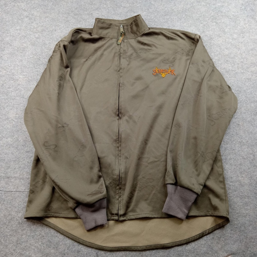 ScentLok Jacket Mens Large Olive Green Full Zip‎ Fleece Lined Hunting Top